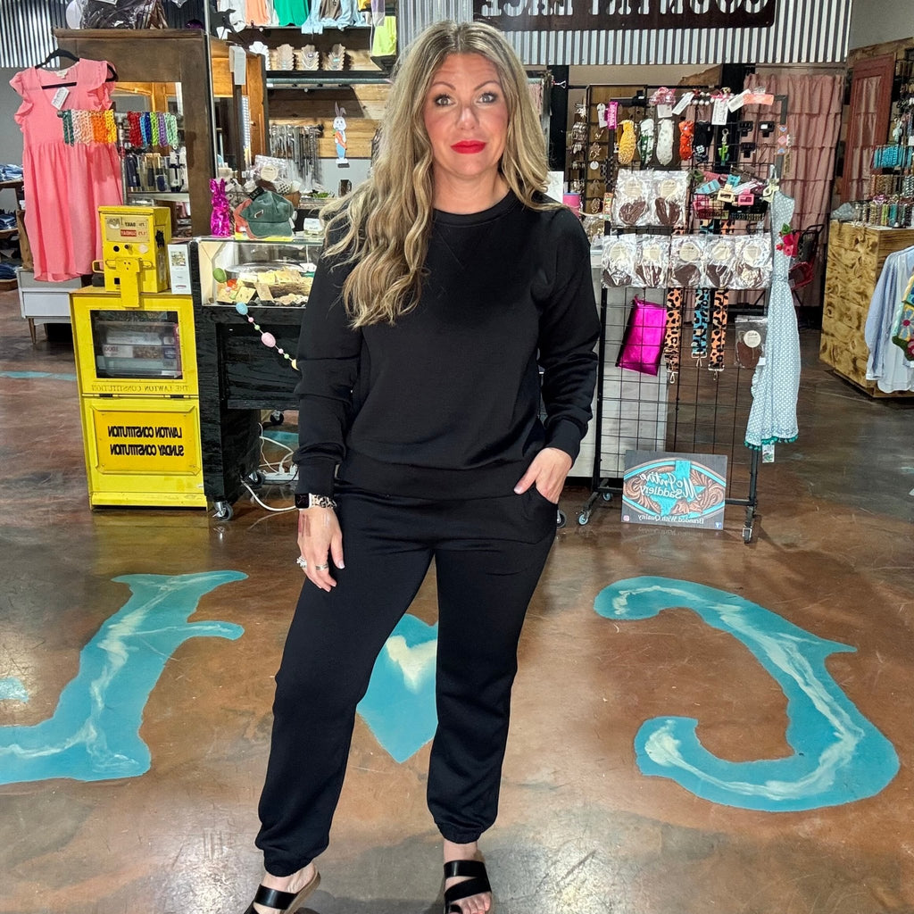 Black Super Soft Joggers w/ Draw String - Country Lace Boutique
