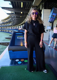 Black waffle Dolman Short Sleeve Sweater Top size small - Country Lace Boutique