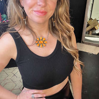 black ribbed bralette crop top
