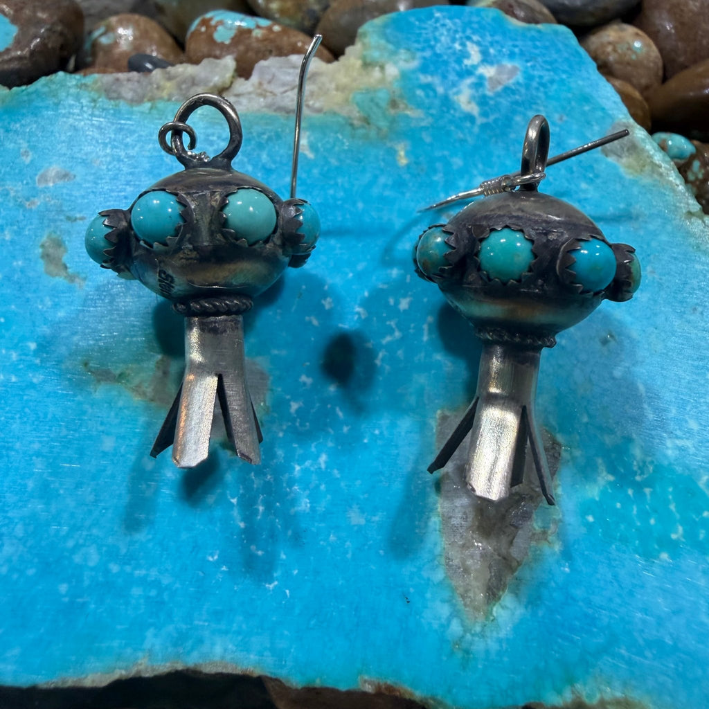 Blossom with Turquoise Detail French Hook Sterling Silver Earring - Country Lace Boutique