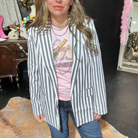 Blue and White Striped Blazer - Country Lace Boutique