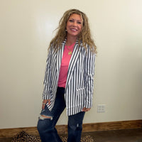 Blue and White Striped Blazer - Country Lace Boutique