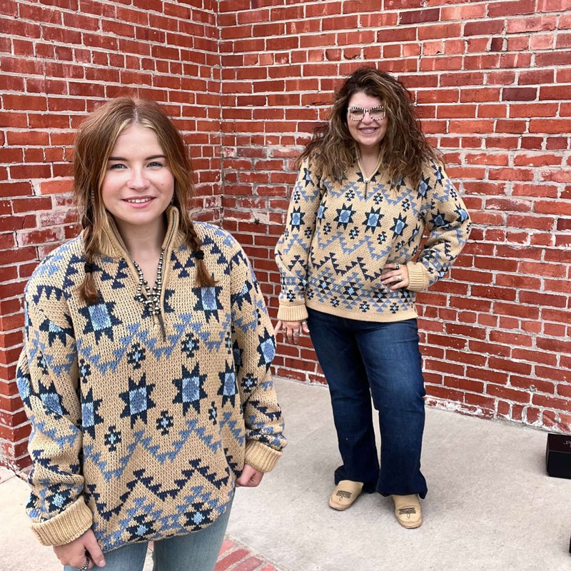 Blue Aztec Men’s Rowan Pullover Zip Tasha Polizzi - Country Lace Boutique