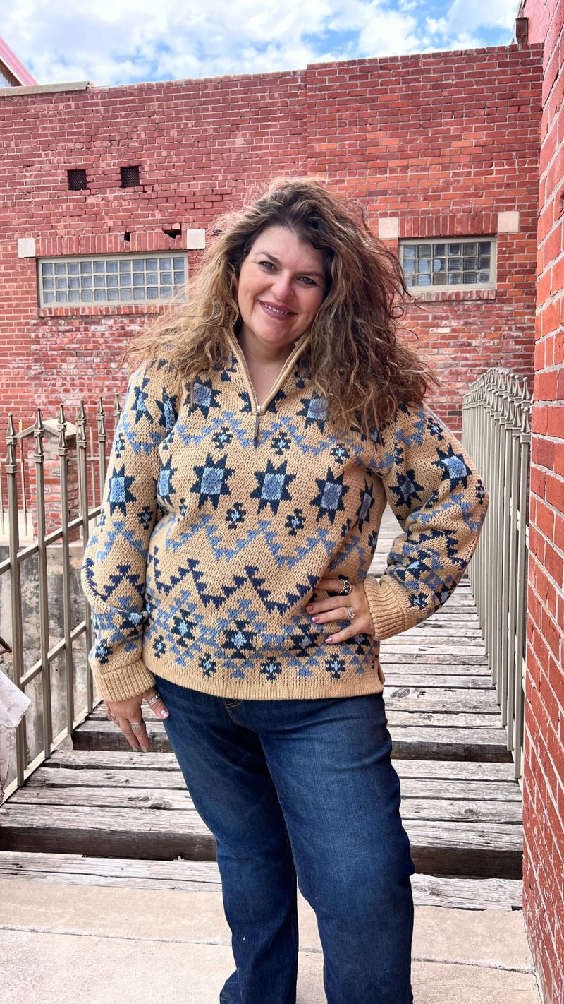 Blue Aztec Men’s Rowan Pullover Zip Tasha Polizzi - Country Lace Boutique