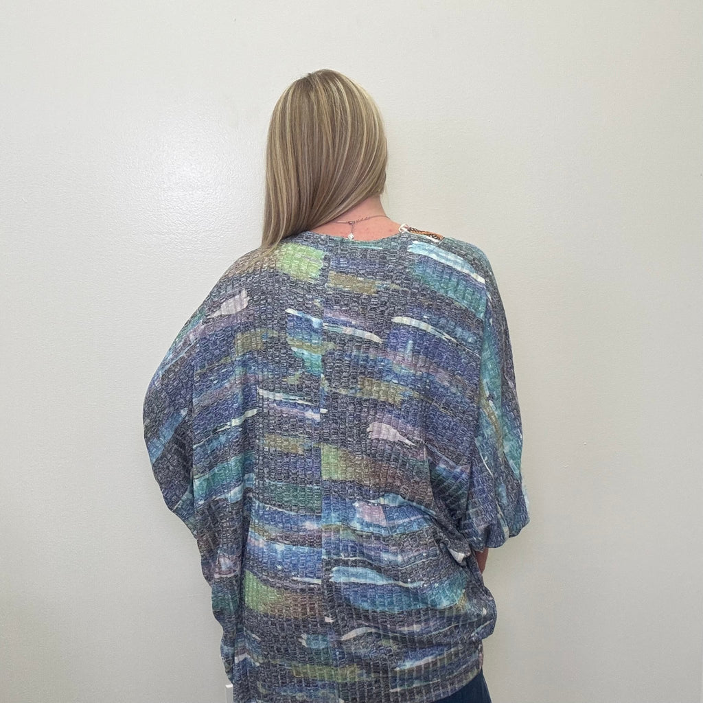 Blue Green Purple Dolman Sleeve Cardigan - Country Lace Boutique