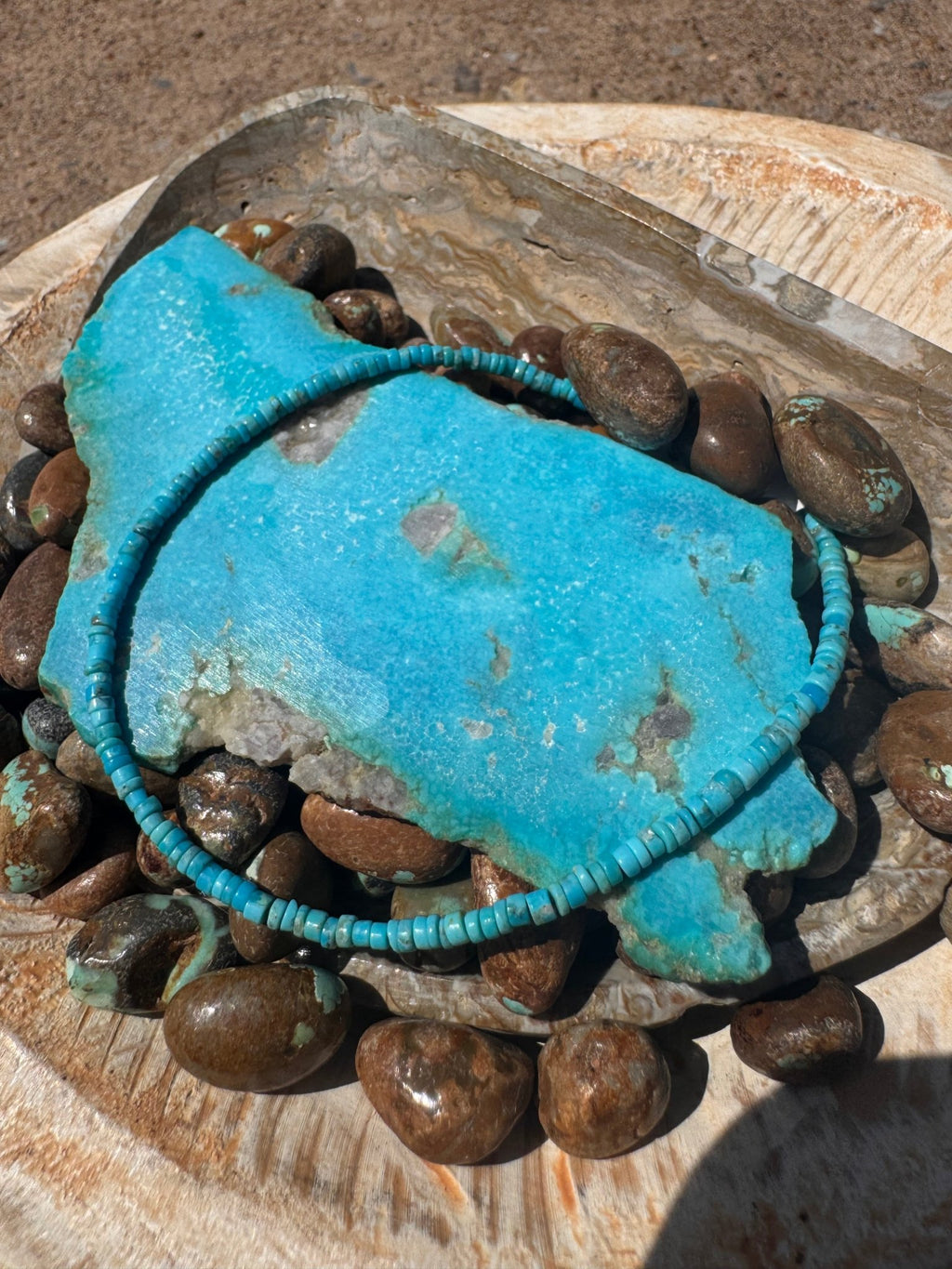 Blue Kingman Turquoise Heishe Sterling Silver Anklet - Country Lace Boutique