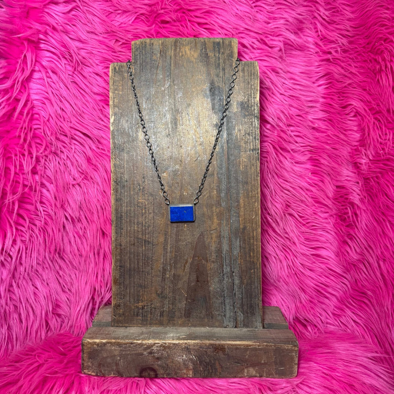 Blue Lapis with Rope Detail Sterling Silver Necklace - Country Lace Boutique