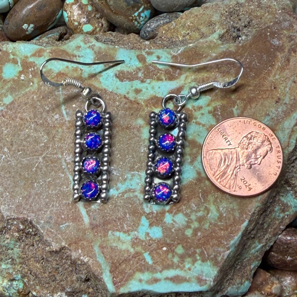 Blue Opal 4 Stone French Hook Sterling Silver Earring - Country Lace Boutique