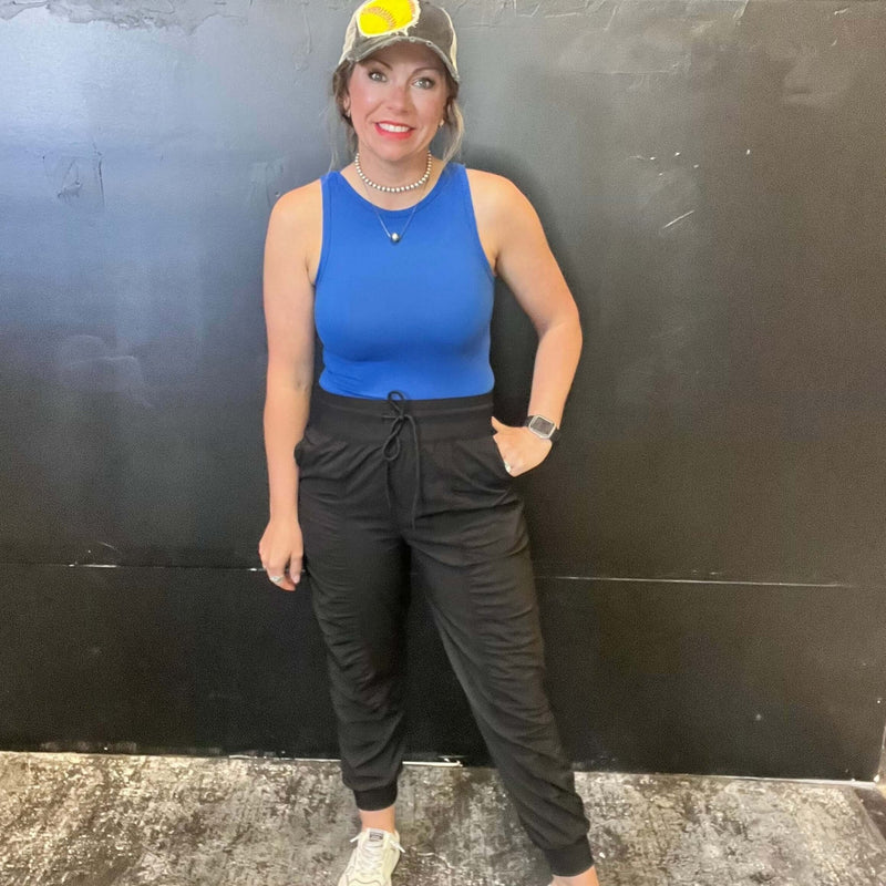 Blue Round Neck Tank Top Bodysuit - Country Lace Boutique