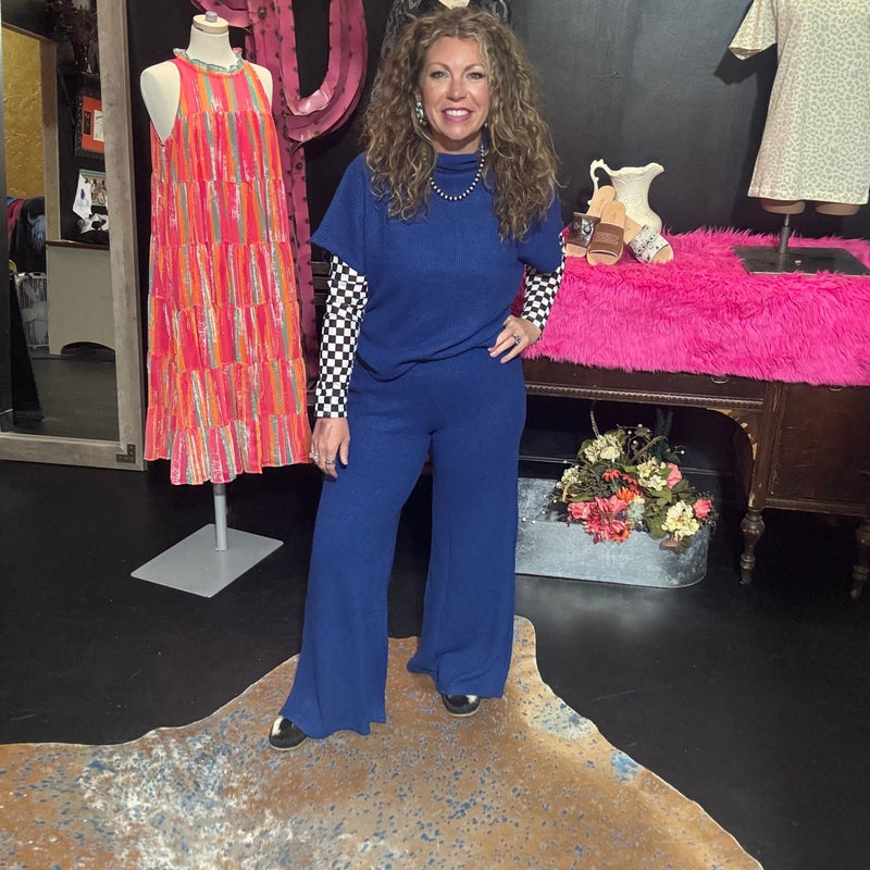 Blue Waffle Dolman Sleeve Top - Country Lace Boutique