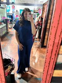 Blue Waffle Dolman Sleeve Top - Country Lace Boutique