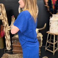 Blue Waffle Dolman Sleeve Top - Country Lace Boutique