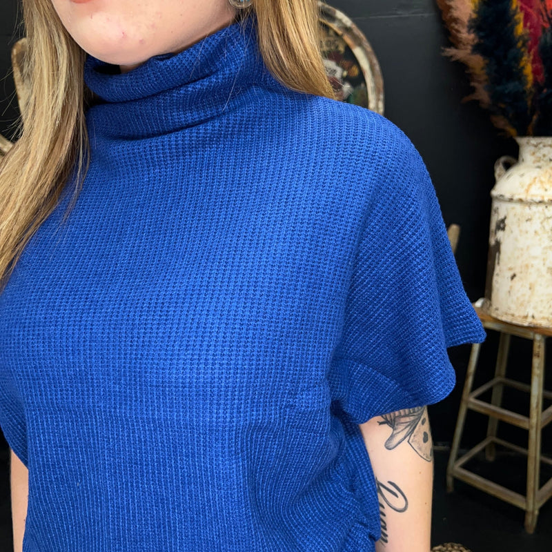 Blue Waffle Dolman Sleeve Top - Country Lace Boutique