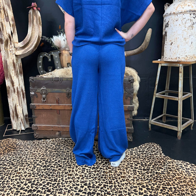 Blue Waffle Soft Pants - Country Lace Boutique