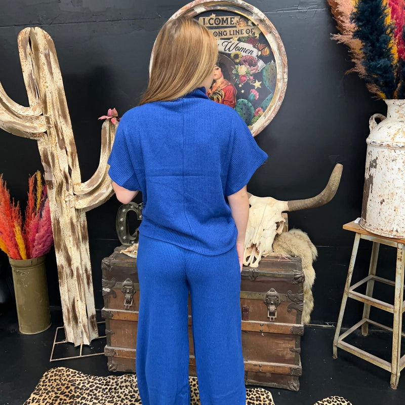 Blue Waffle Soft Pants - Country Lace Boutique