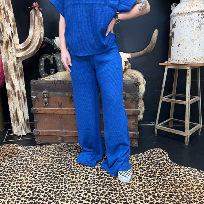 Blue Waffle Soft Pants - Country Lace Boutique