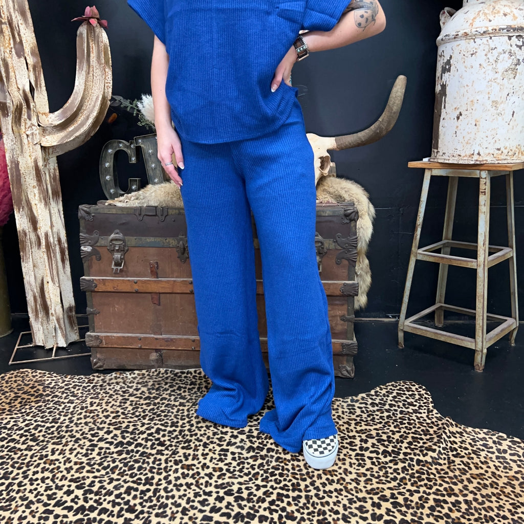 Blue Waffle Soft Pants - Country Lace Boutique