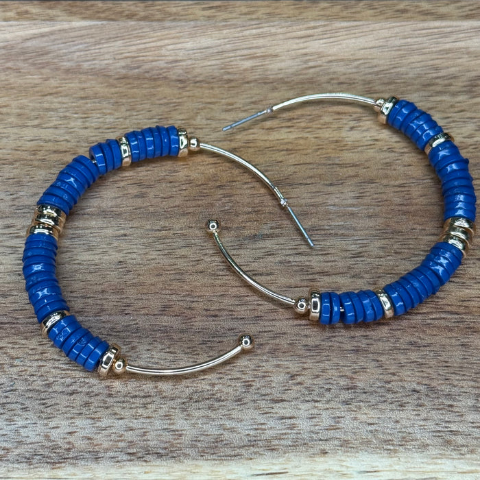 blue beaded hoop earrings 