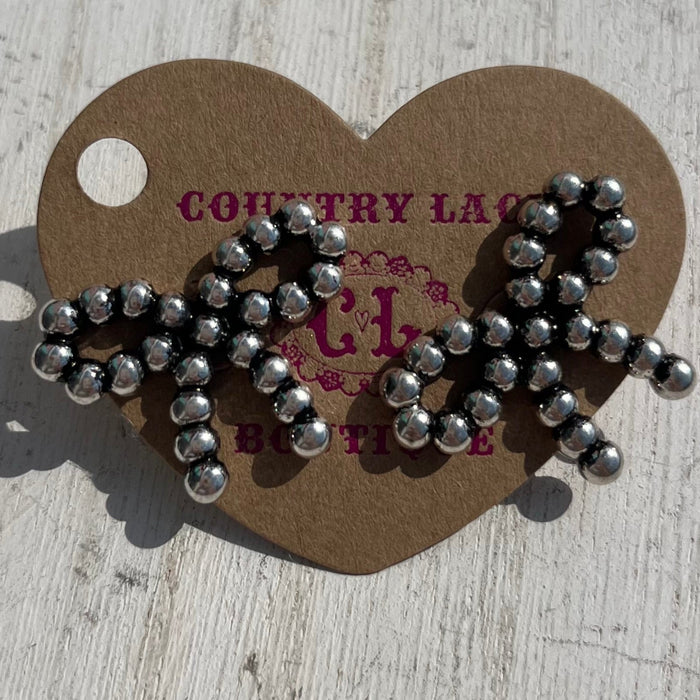 Bow Fake Navajo Pearl Post Fashion Earring - Country Lace Boutique