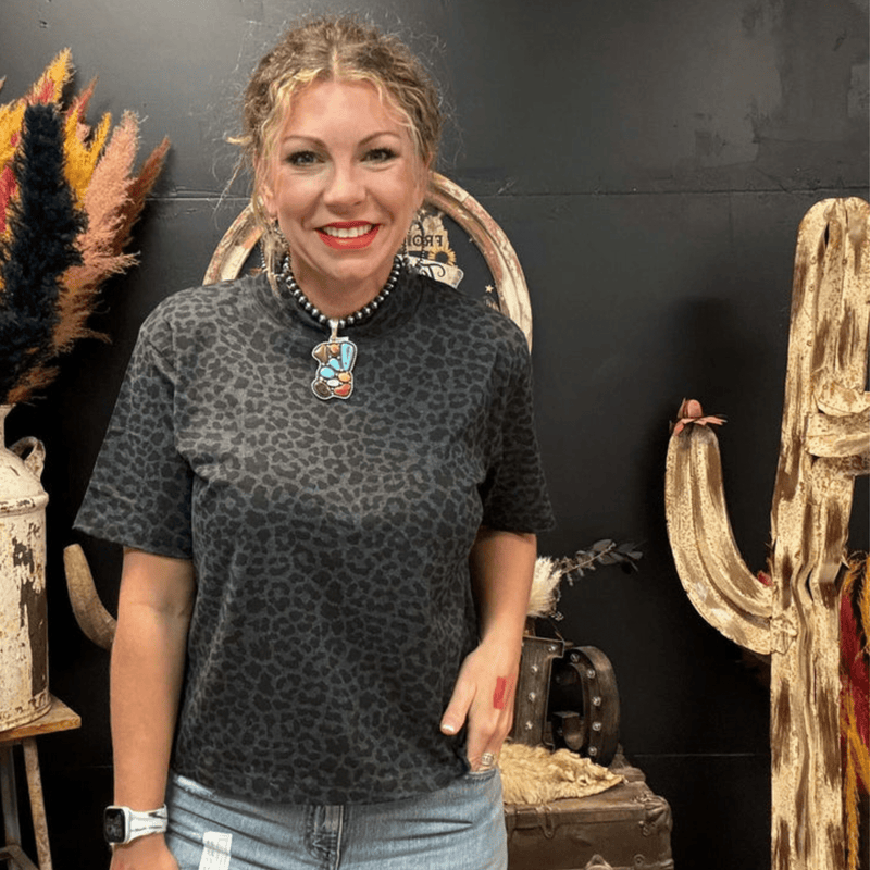 Boxy Black Animal Print Crop Top - Country Lace Boutique