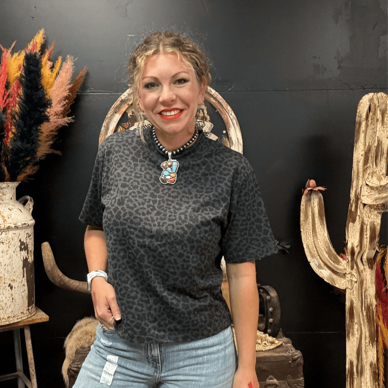 Boxy Black Animal Print Crop Top - Country Lace Boutique