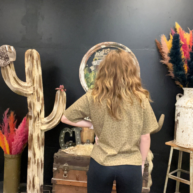 Boxy Brown Animal Print Crop Top - Country Lace Boutique