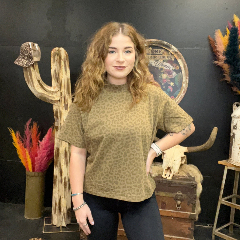 Boxy Brown Animal Print Crop Top - Country Lace Boutique