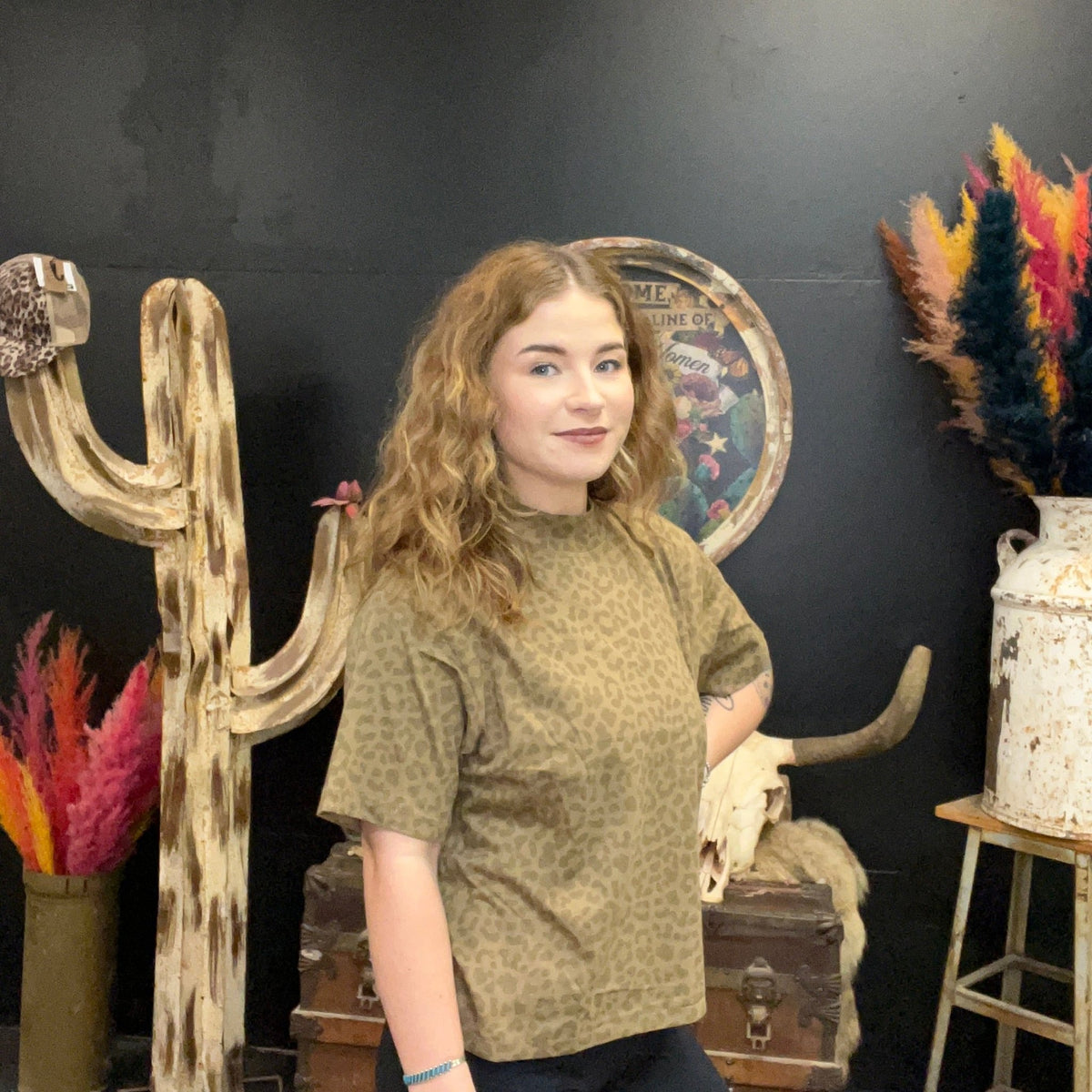 Boxy Brown Animal Print Crop Top - Country Lace Boutique