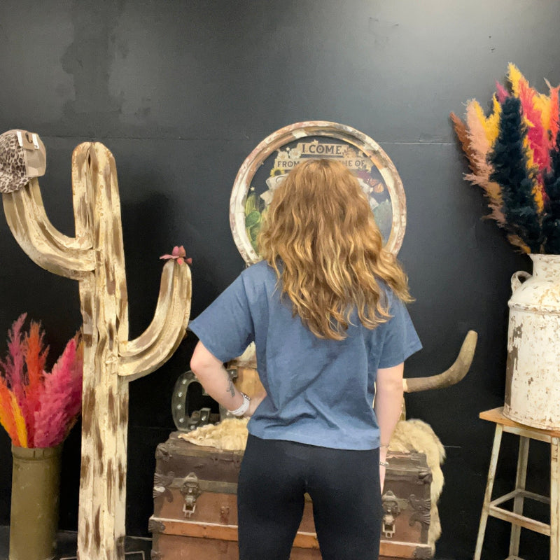 Boxy Heather Navy Crop Top - Country Lace Boutique