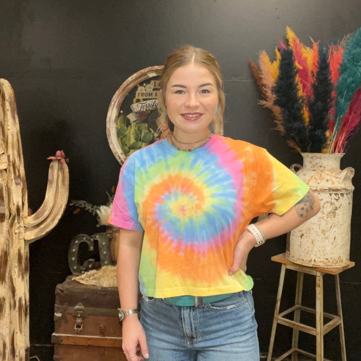 Boxy Tie Dye Crop Top - Country Lace Boutique