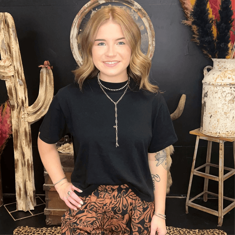 Boxy Vintage Black Crop Top - Country Lace Boutique