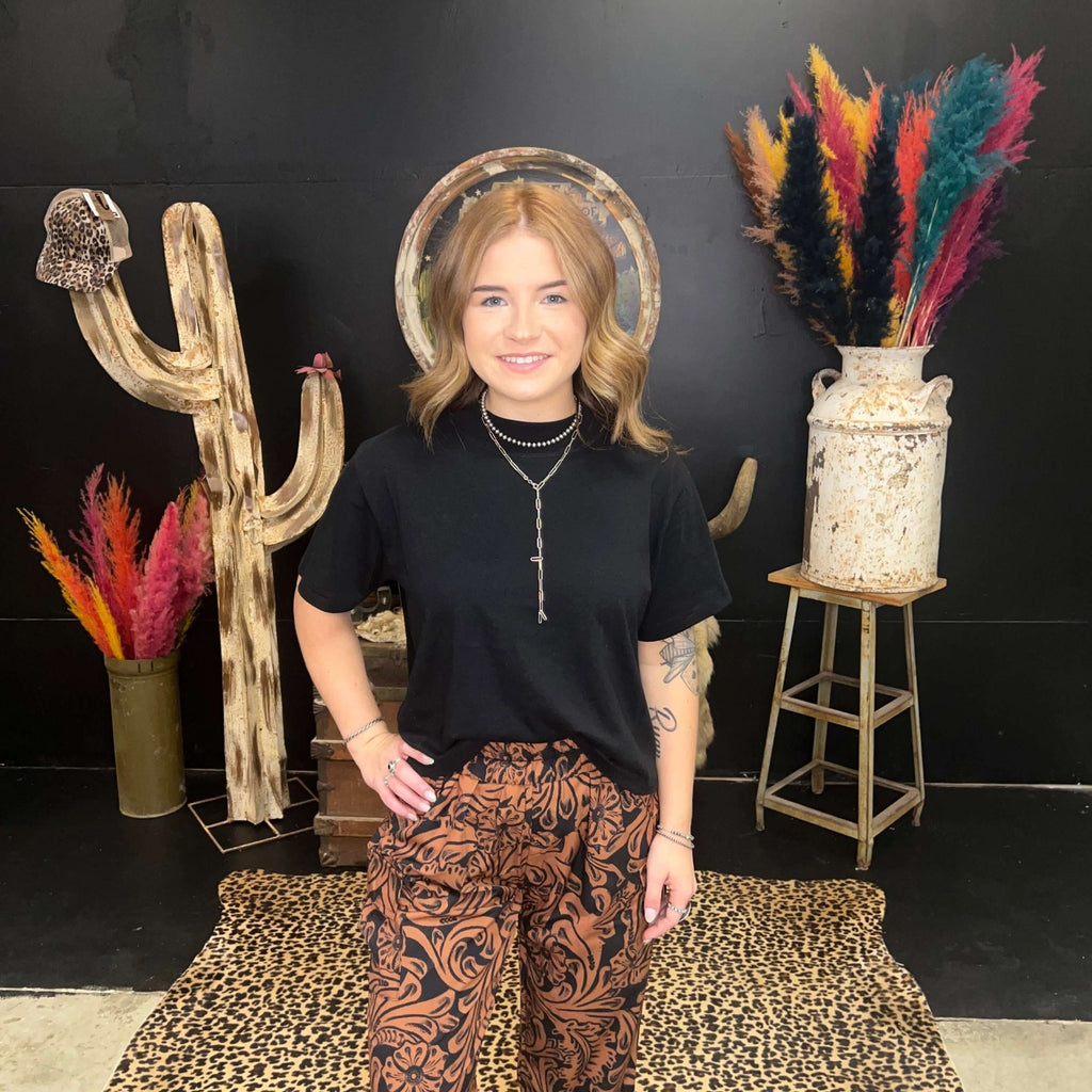 Boxy Vintage Black Crop Top - Country Lace Boutique