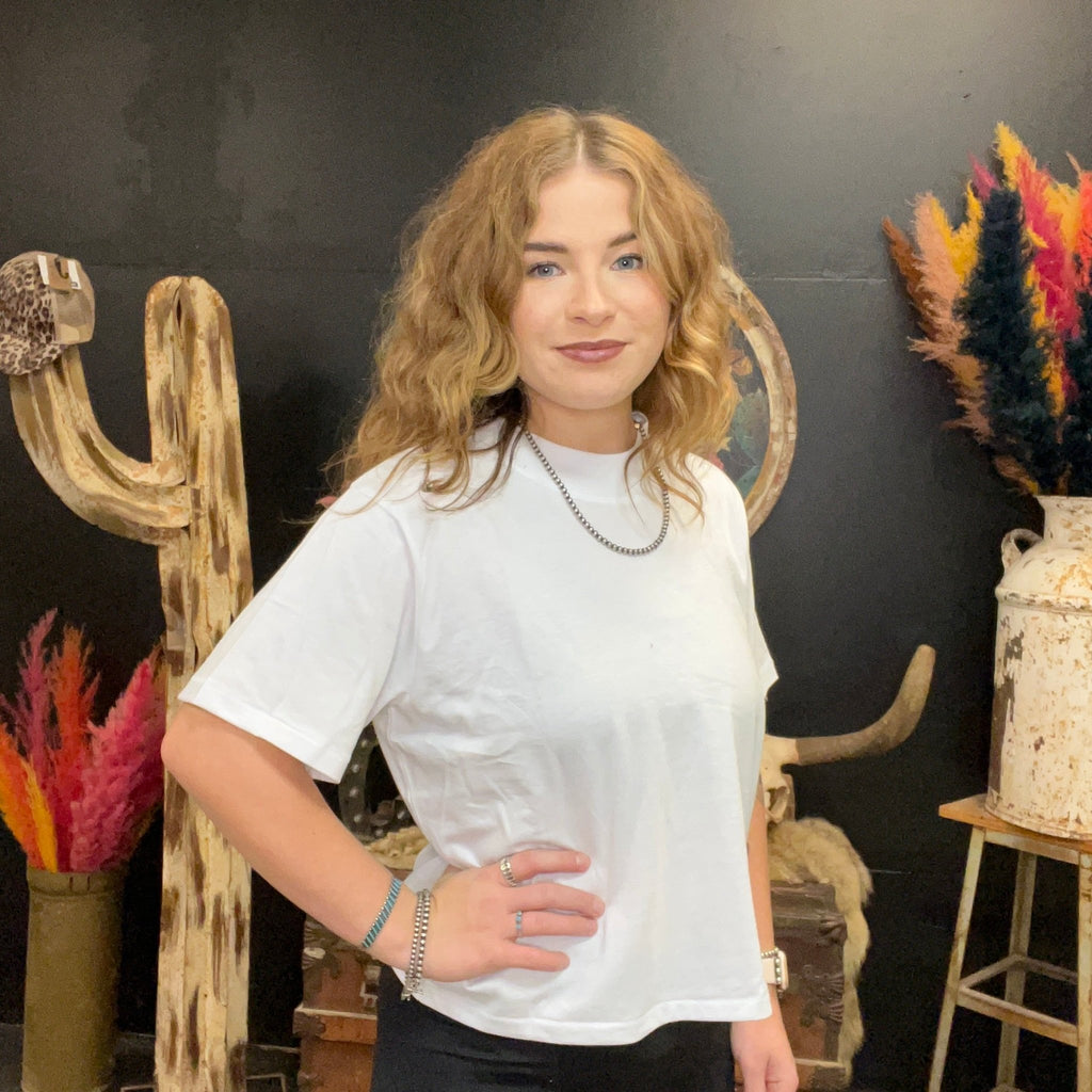 Boxy White Crop Top - Country Lace Boutique