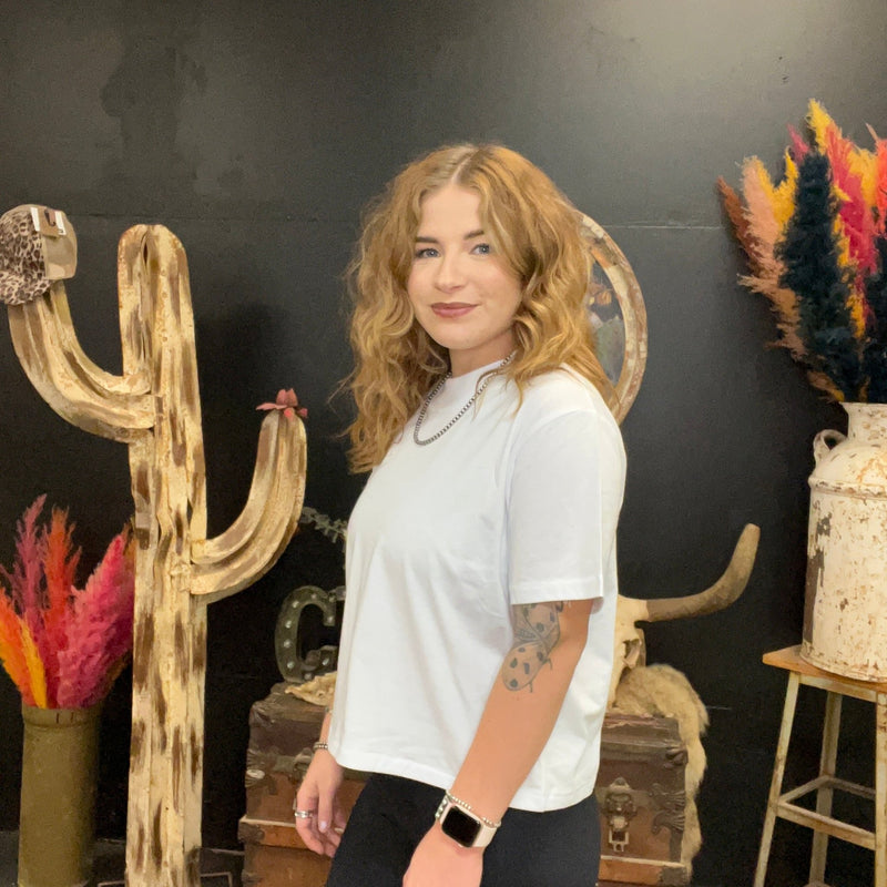 Boxy White Crop Top - Country Lace Boutique