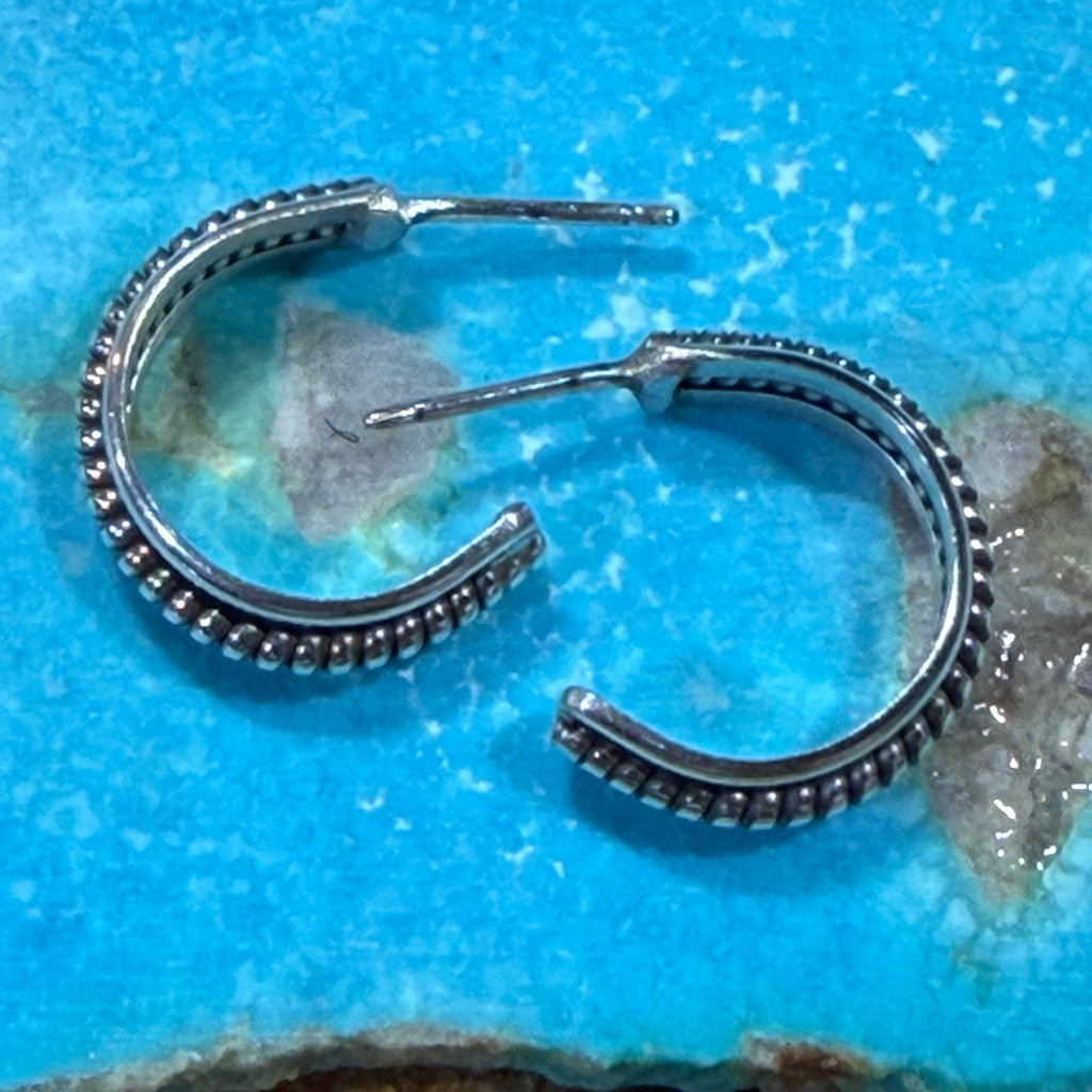 Braided Huggie Hoop Post Sterling Silver Earring - Country Lace Boutique