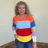 Bright Multi Color Twisted Back Long Sleeve Sweater - Country Lace Boutique