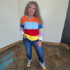 Bright Multi Color Twisted Back Long Sleeve Sweater - Country Lace Boutique