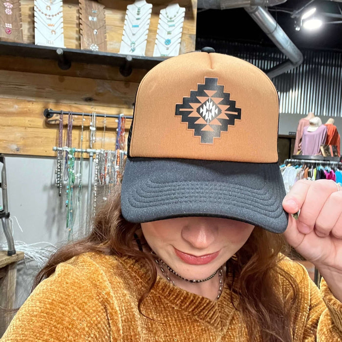 Brown Aztec Trucker Hat - Country Lace Boutique