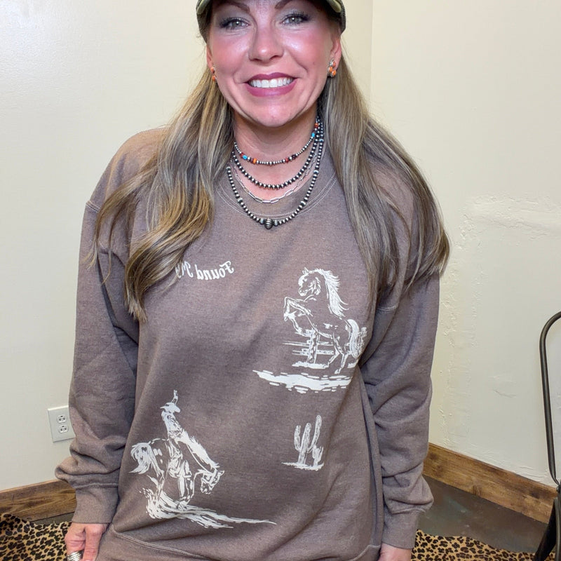 Brown Found My Cowboy Sweatshirt - Country Lace Boutique
