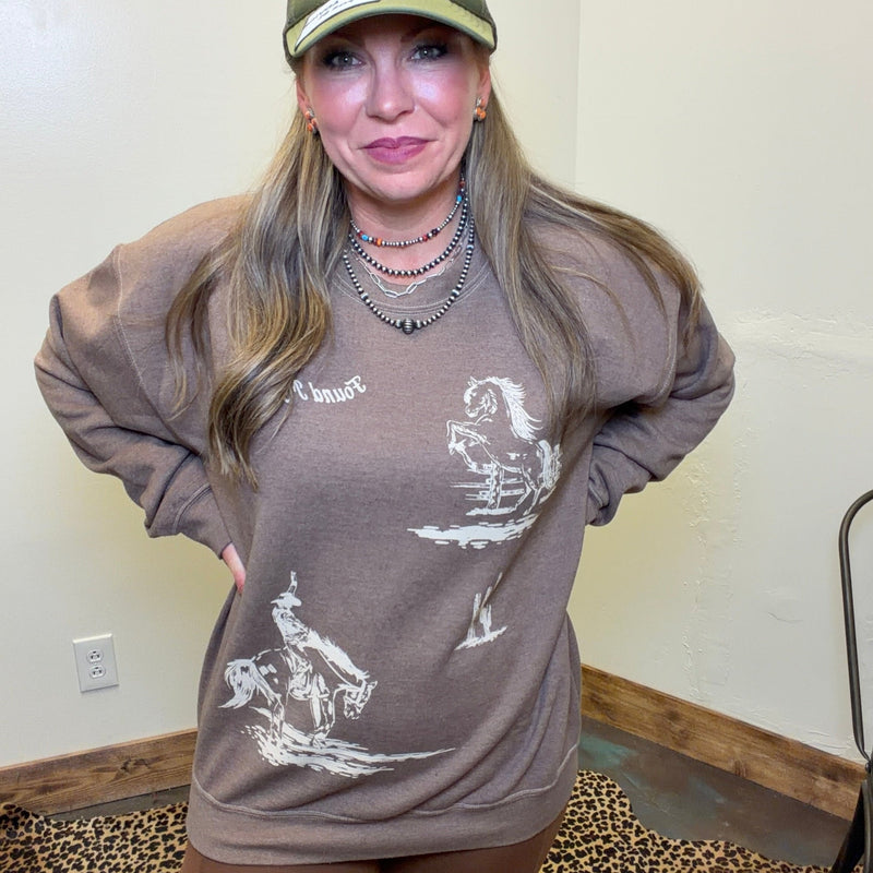 Brown Found My Cowboy Sweatshirt - Country Lace Boutique