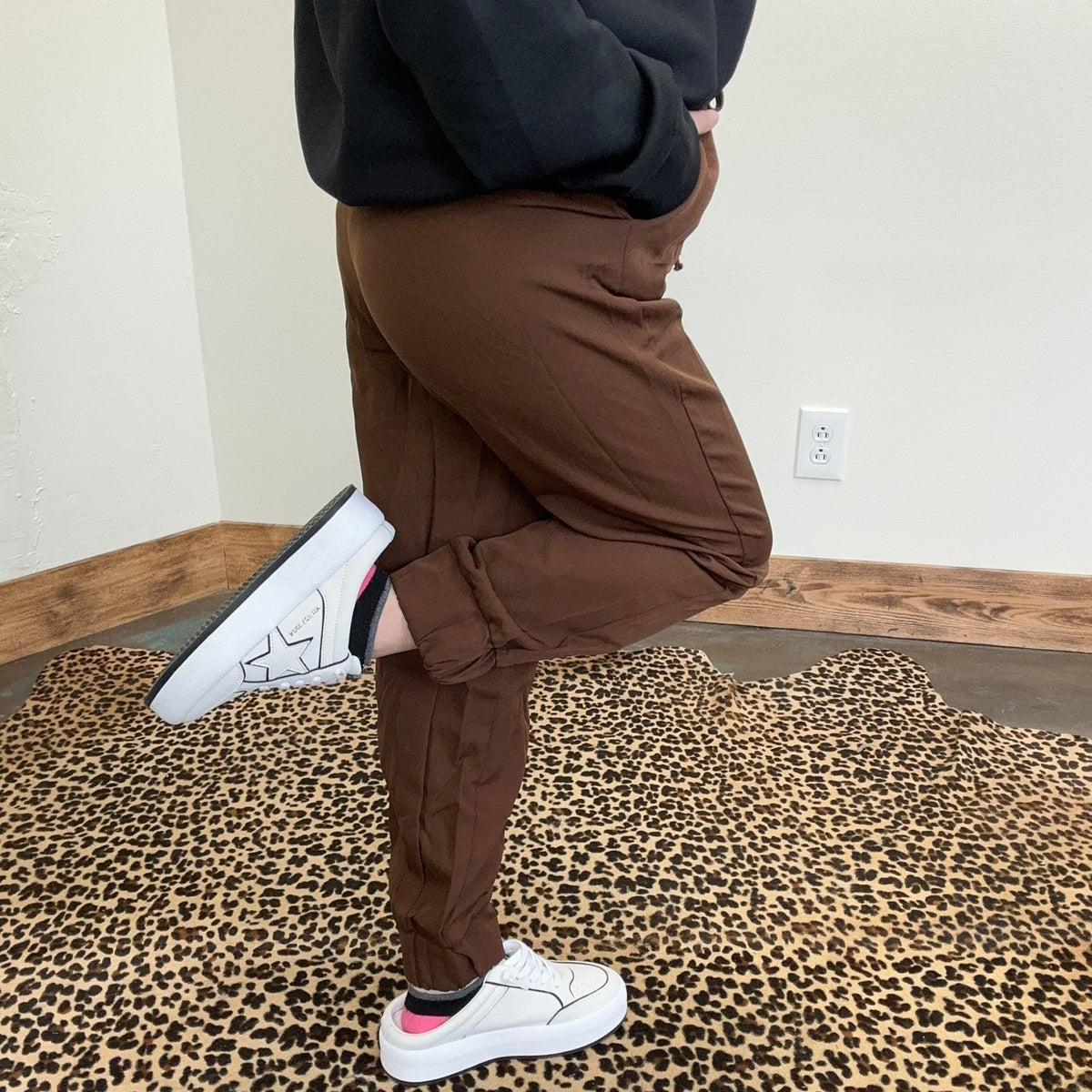 Brown SILKY Draw String Joggers - Country Lace Boutique