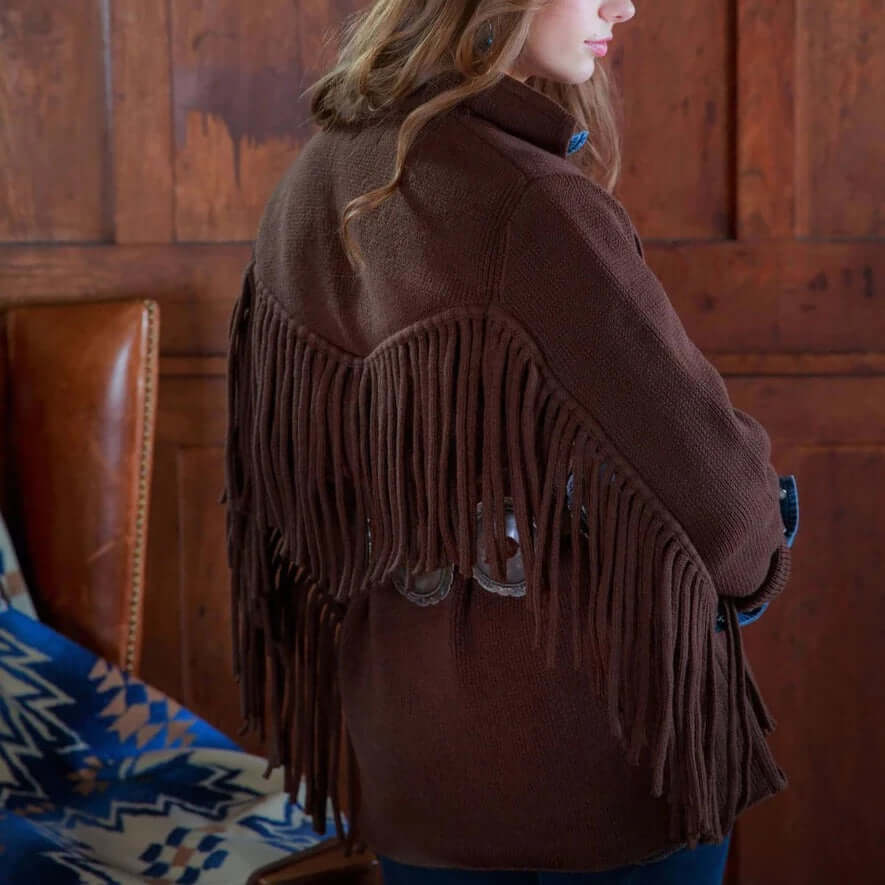 Brown Fringe Tasha Polizzi Thick Coat / Medium