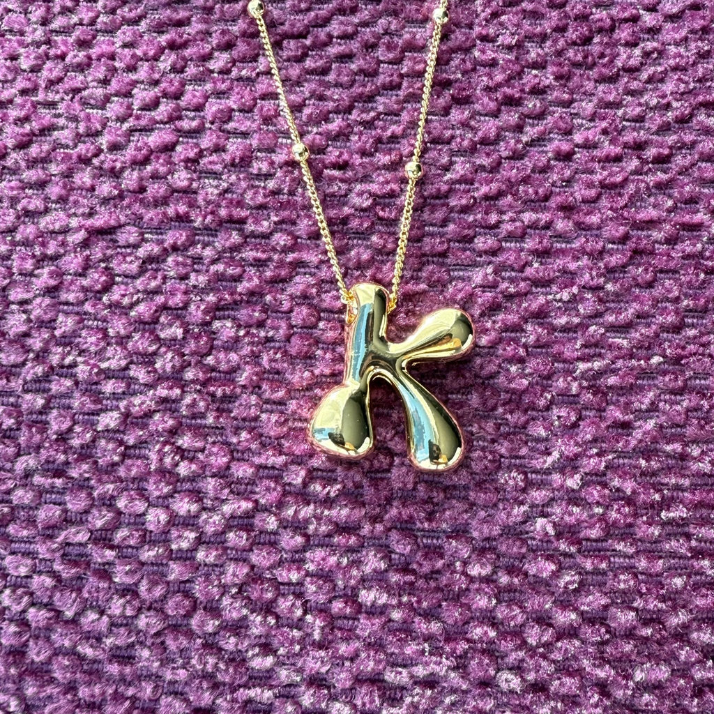 Bubble Gold Fashion Letter Necklace - Country Lace Boutique