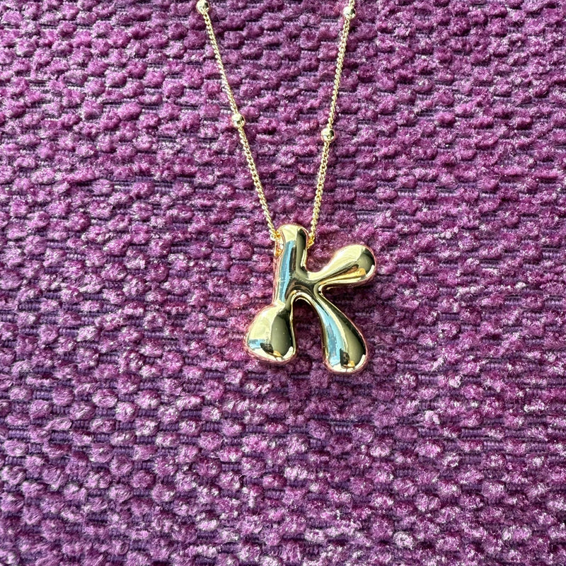 Bubble Gold Fashion Letter Necklace - Country Lace Boutique