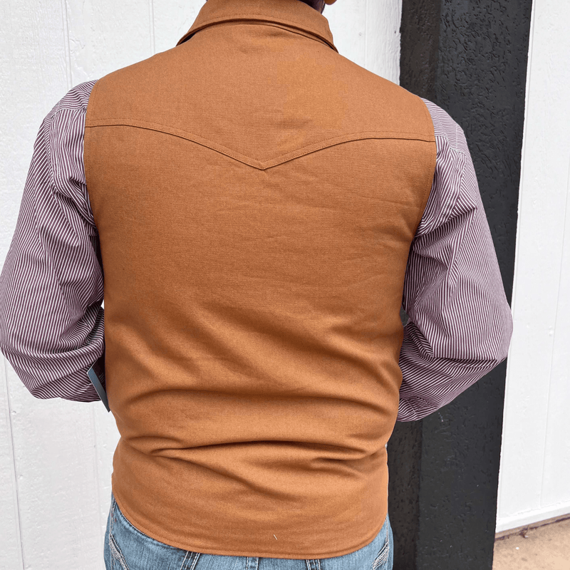 Camel Brown Powder River Men's Conceal & Carry Plaid Lined Vest - Country Lace Boutique