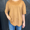 Camel Brown Suede Like Short Sleeve Shirt - Country Lace Boutique