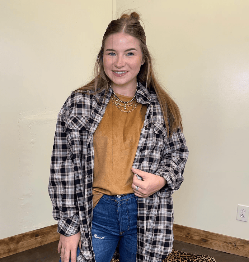Camel Brown Suede Like Short Sleeve Shirt - Country Lace Boutique