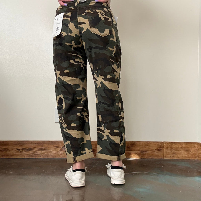 Camo Mid Rise Fit Straight Wide Risen Jeans - Country Lace Boutique