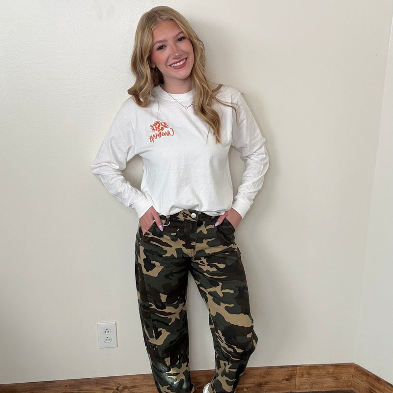 Camo Mid Rise Fit Straight Wide Risen Jeans - Country Lace Boutique