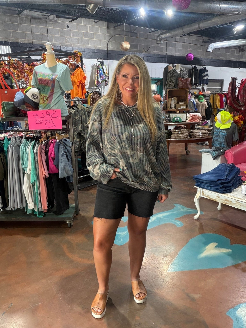 Camo Ribbed Long Sleeve Shirt - Country Lace Boutique